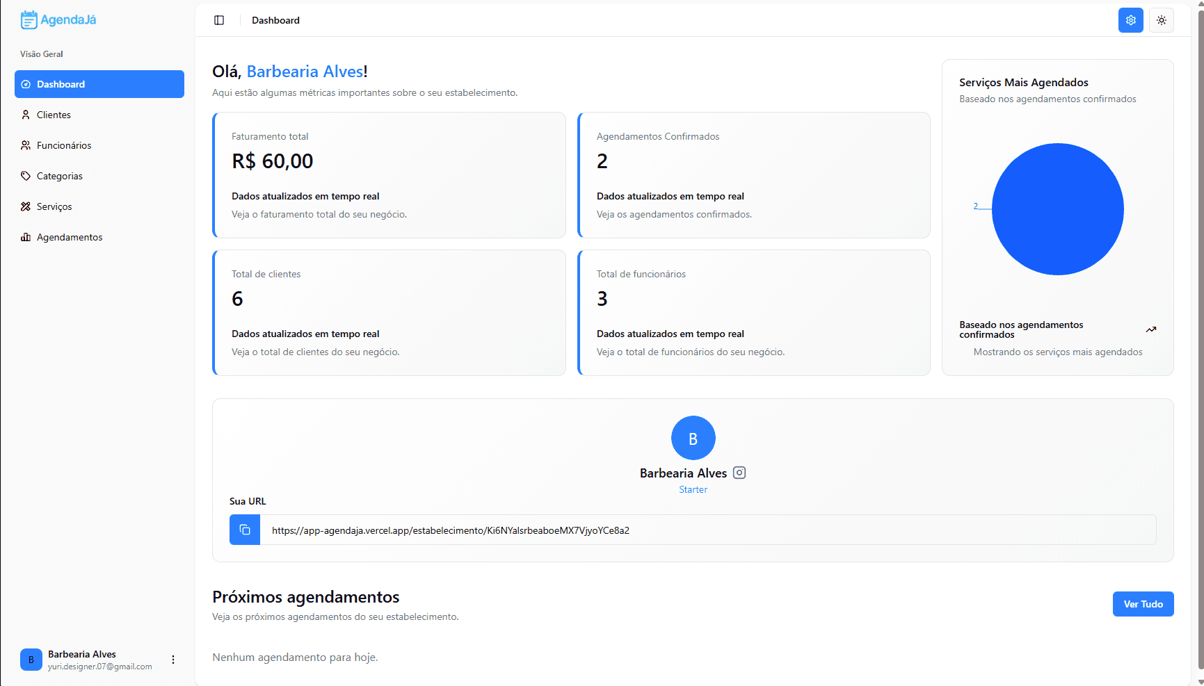 AgendaJá - Dashboard